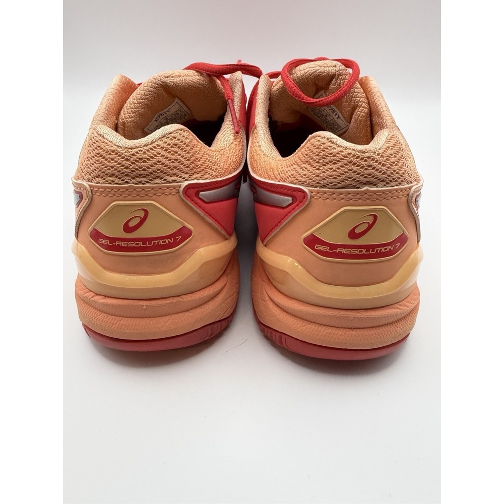 ASICS Gel Resolution 7 Women's Tennis Shoes Coral Orange Pink Sneakers Size 8 - Picture 4 of 6